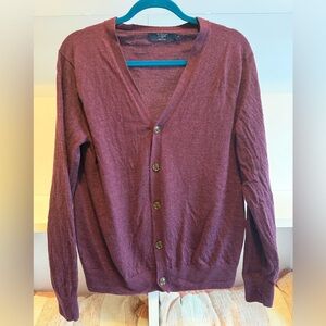 J. Crew Men's Maroon Cardigan Sweater